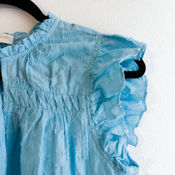 RAMY Brook New York Wendy Ruffle Top in SKY Blue SZ S - Picture 7 of 10
